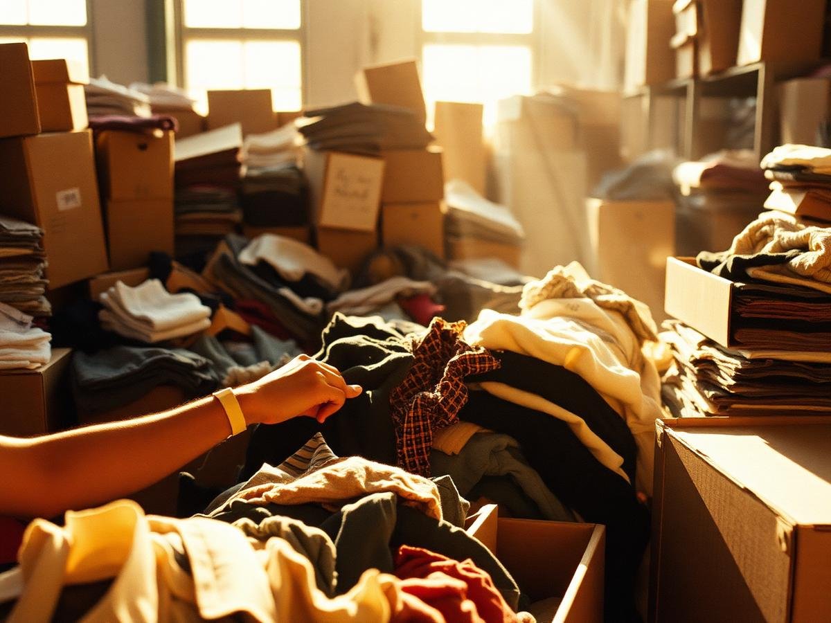 Vintage clothing carefully sorted on a rack